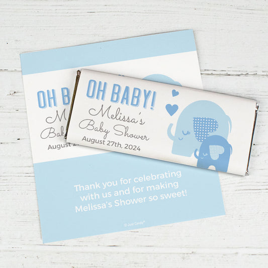 Personalized Elephant Hearts Baby Shower Chocolate Bar Wrappers