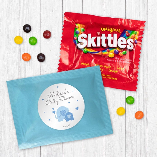 Personalized Baby Shower Boy Elephant Hearts Skittles