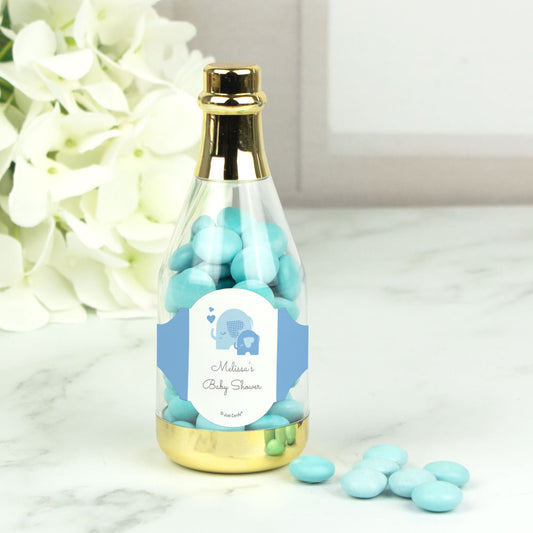 Personalized Baby Shower Elephant Hearts Champagne Bottle with Milk Chocolate Minis