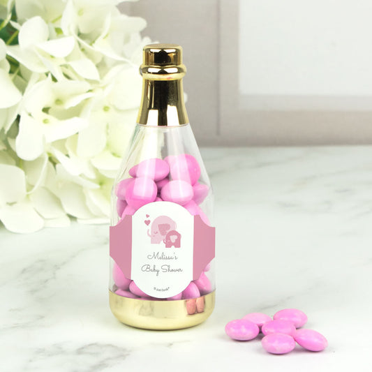 Personalized Baby Shower Elephant Hearts Champagne Bottle with Milk Chocolate Minis