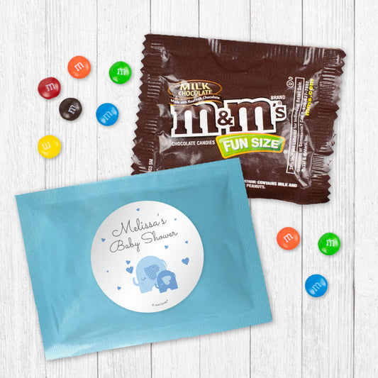 Personalized Baby Shower Boy Elephant Hearts Milk Chocolate M&Ms