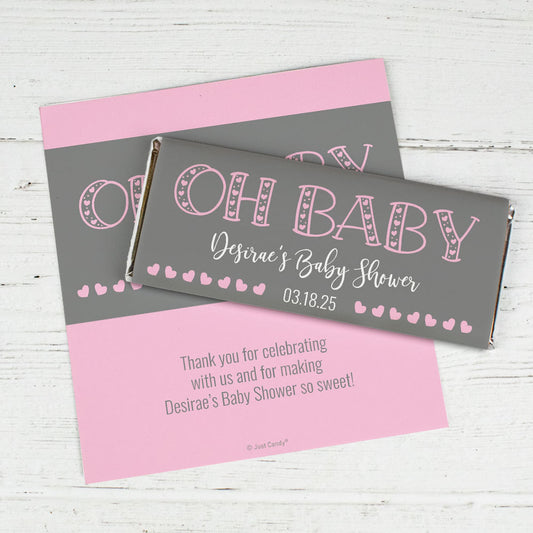 Personalized Oh Baby With Hearts Hershey's Chocolate Bar Wrappers