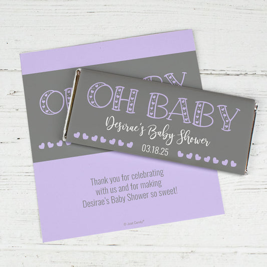 Personalized Oh Baby With Hearts Hershey's Chocolate Bar Wrappers