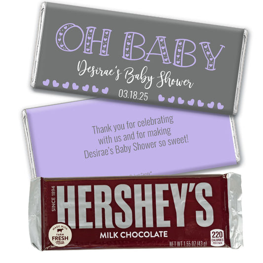 Personalized Oh Baby With Hearts Hershey's Milk Chocolate Bar