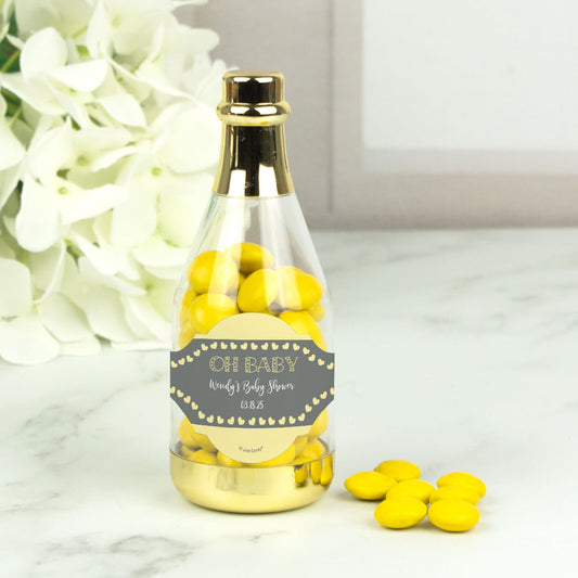 Personalized Baby Shower Oh Baby Champagne Bottle with Milk Chocolate Minis