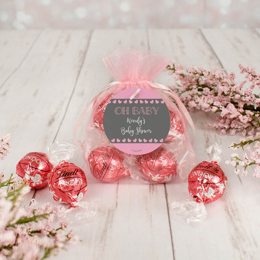 Personalized Baby Shower Oh Baby Lindt Truffle Organza Bag