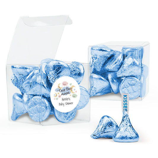 Baby Shower Over the Moon Clear Gift Box with Sticker - Approx. 16 Hershey's Kisses