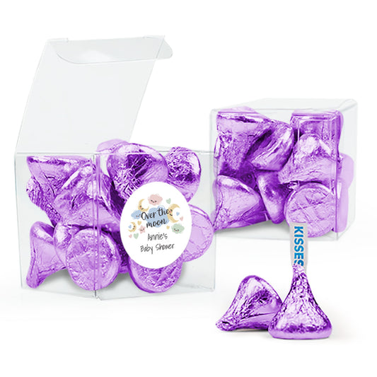 Baby Shower Over the Moon Clear Gift Box with Sticker - Approx. 16 Hershey's Kisses