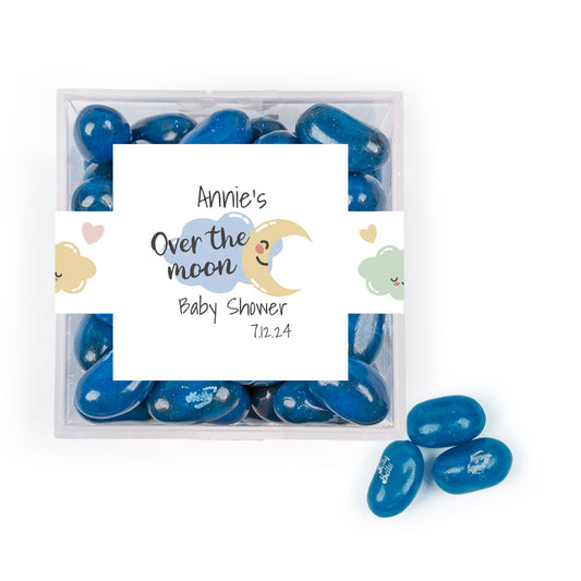 Personalized Baby Shower Over the Moon Favor Cube with Jelly Belly Jelly Beans