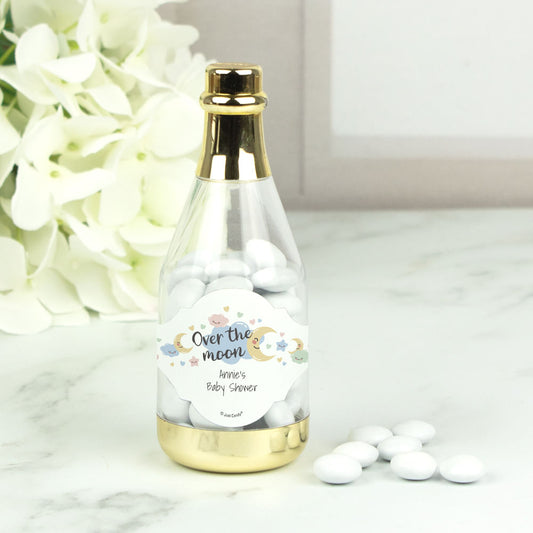 Personalized Baby Shower Over the Moon Champagne Bottle with Milk Chocolate Minis