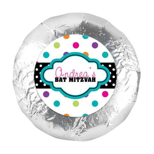 Bat Mitzvah 1.25" Sticker Polka Dot Candy Shoppe (48 Stickers)