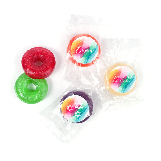 Personalized Bat Mitzvah Rainbow Watercolor LifeSavers 5 Flavor Hard Candy