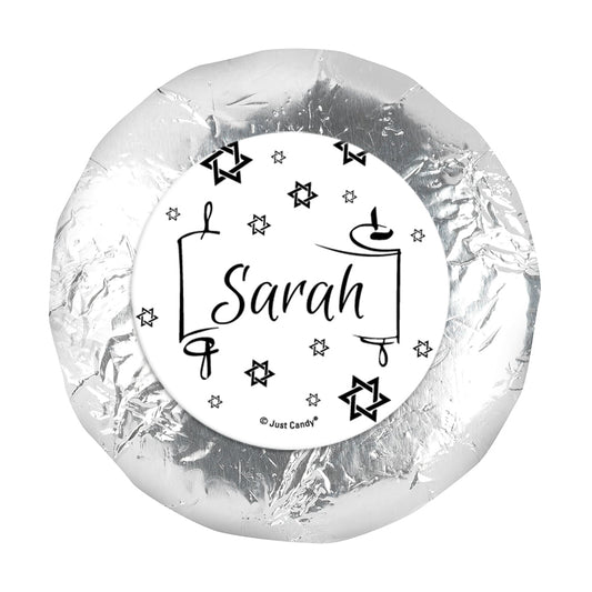 Personalized Bat Mitzvah Scroll & Stars 1.25" Sticker (48 Stickers)