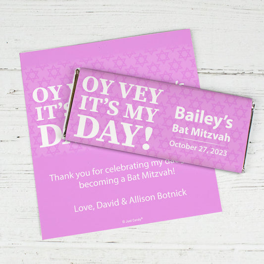 Personalized Oy Vey Bat Mitzvah Chocolate Bar Wrappers