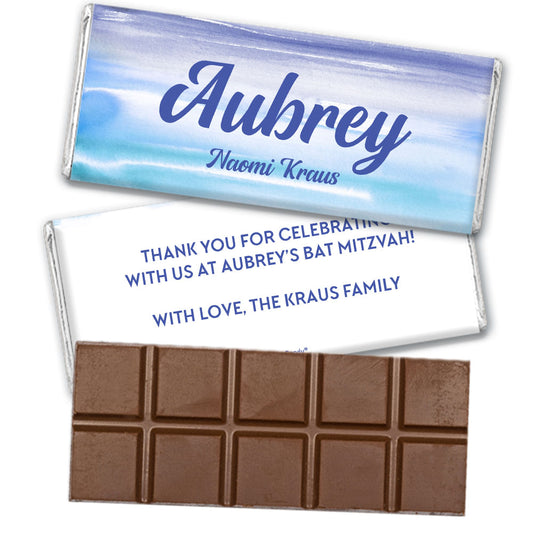 Personalized Blue Paint Strokes Belgian Chocolate Bar