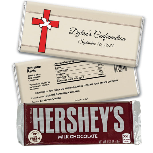 Confirmation Personalized Hershey's Milk Chocolate Bar Red Cross and Dove