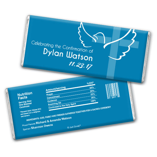 Confirmation Personalized Hershey's Milk Chocolate Bar Cross & Dove