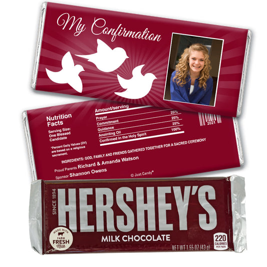 Confirmation Personalized Hershey's Milk Chocolate Bar Peace Doves