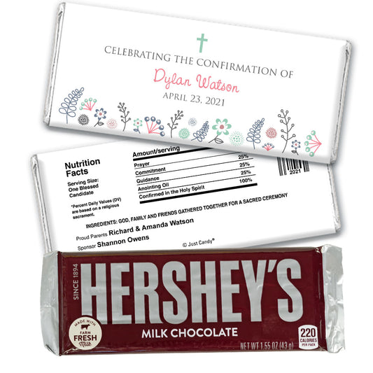 Confirmation Personalized Hershey's Milk Chocolate Bar Blooming Flowers