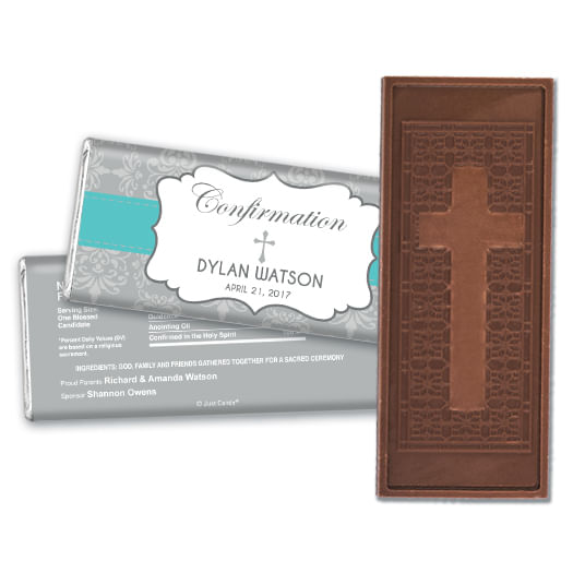 Personalized Confirmation Embossed Cross Chocolate Bar & Wrapper