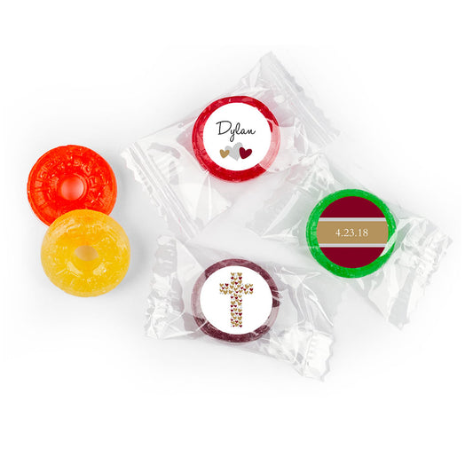 Confirmation Personalized LifeSavers 5 Flavor Hard Candy Hearts Cross (300 Pack)