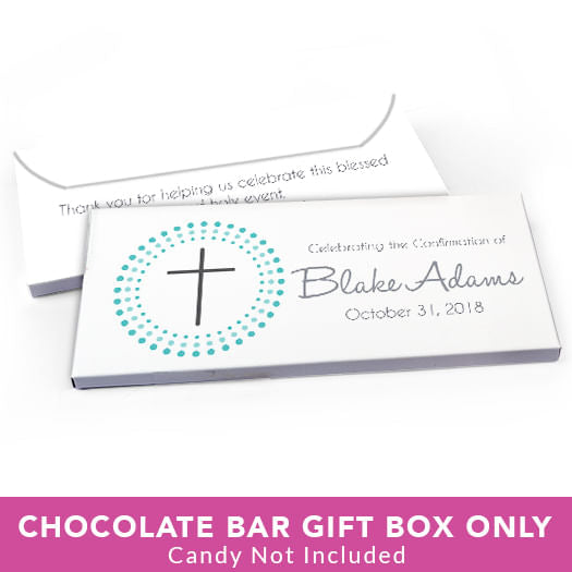 Deluxe Personalized Confirmation Radiating Cross Candy Bar Favor Box