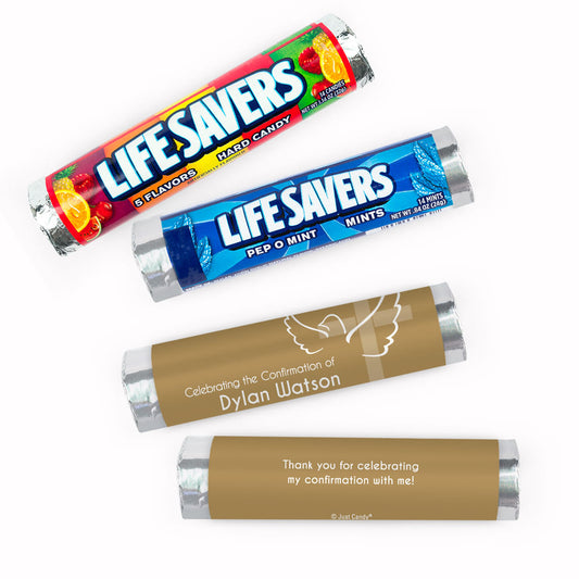 Personalized Confirmation Cross and Dove Lifesavers Rolls (20 Rolls)