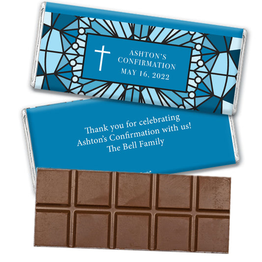 Personalized Confirmation Stained Glass Belgian Chocolate Bar & Wrapper