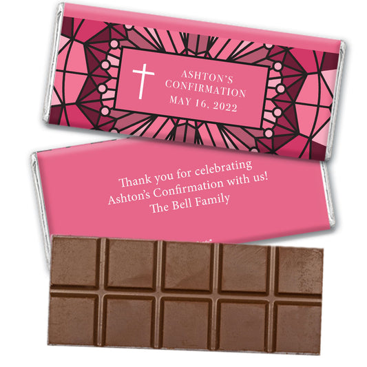 Personalized Confirmation Stained Glass Belgian Chocolate Bar & Wrapper