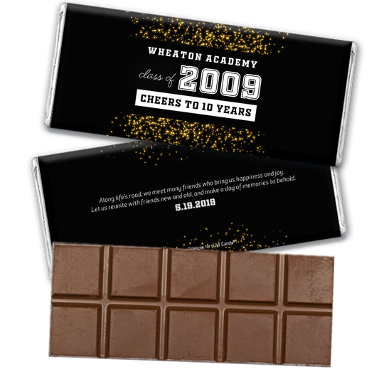 Personalized Class Reunion Reunion Sparkles Belgian Chocolate Bar & Wrapper