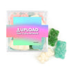 Custom Add Your Artwork JUST CANDY� favor cube with Sugar Sanded Gummy Bears