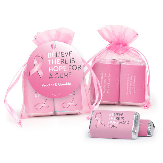 Personalized Breast Cancer Awareness Be the Hope Hershey's Miniatures in Organza Bags with Gift Tag