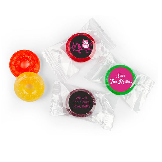 Personalized Breast Cancer Awareness Save the Hooters Life Savers 5 Flavor Hard Candy