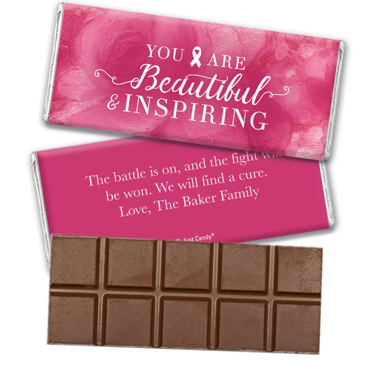 Personalized Breast Cancer Pink Inspiration Belgian Chocolate Bar & Wrapper