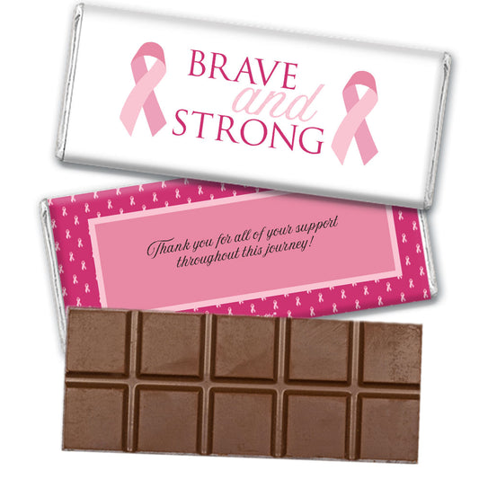 Personalized Breast Cancer Brave and Strong Belgian Chocolate Bar & Wrapper