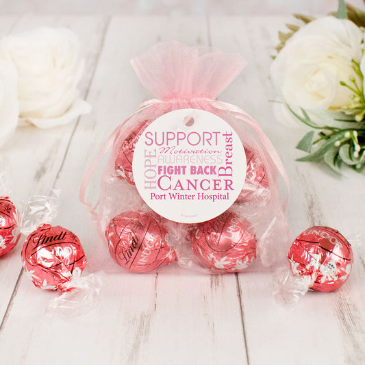 Breast Cancer Awareness Lindt Truffle Organza Bag- Strength in Words