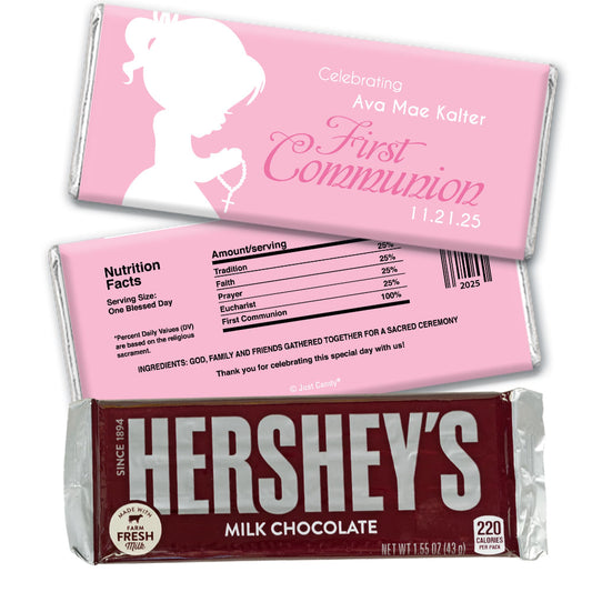 Communion Personalized Hershey's Milk Chocolate Bar Child in Prayer