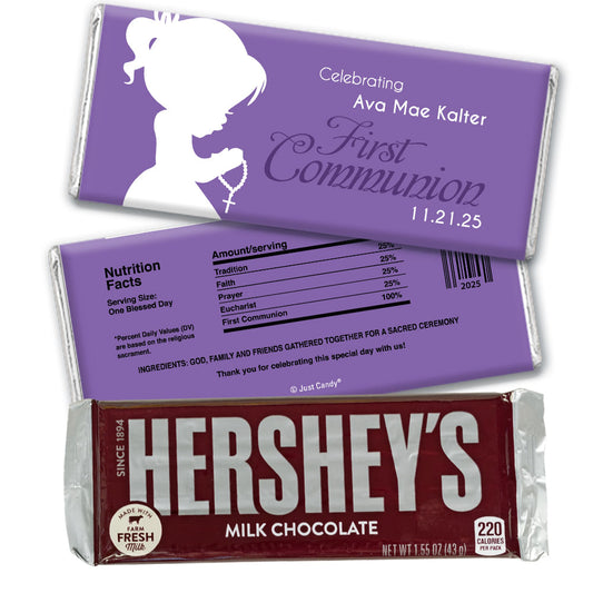 Communion Personalized Hershey's Milk Chocolate Bar Child in Prayer