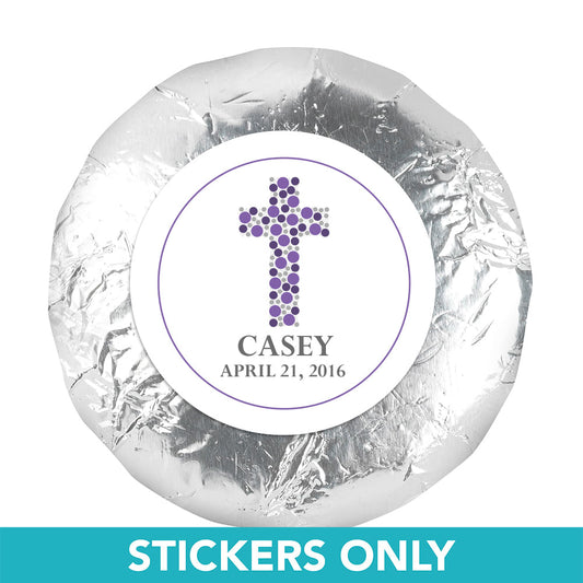 Communion 1.25" Sticker Dots Cross (48 Stickers)