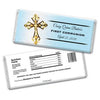 Communion Personalized Chocolate Bar Wrappers Gold Cross