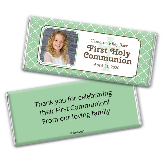 Communion Personalized Chocolate Bar Wrappers Photo Criss Cross