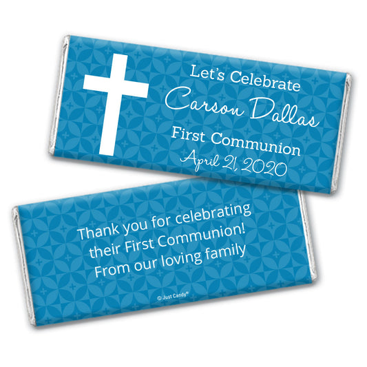 Communion Personalized Chocolate Bar Wrappers Initial Cross