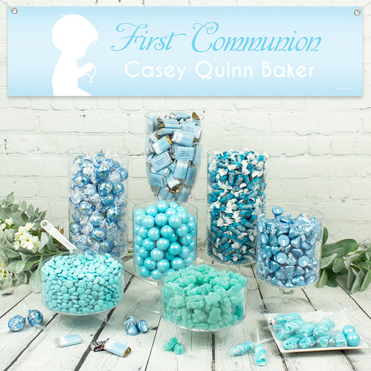 Personalized Boy First Communion Child in Prayer Deluxe Candy Buffet