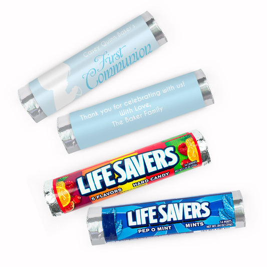 Personalized Communion Child in Prayer Lifesavers Rolls (20 Rolls)