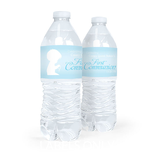 Personalized Communion Child in Prayer Water Bottle Sticker Labels (5 Labels)