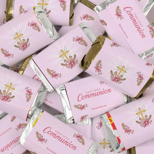 Communion Pink Candy Hershey's Kisses & Hershey's Miniatures for Party Favors