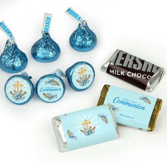 Communion Blue Candy Hershey's Kisses & Hershey's Miniatures for Party Favors