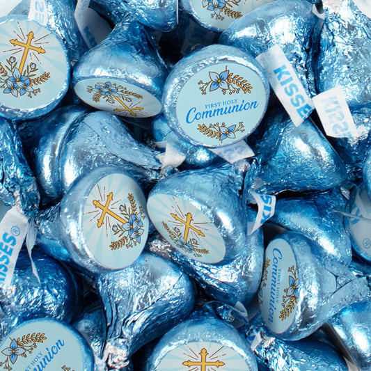 Communion Blue Candy Hershey's Kisses & Hershey's Miniatures for Party Favors