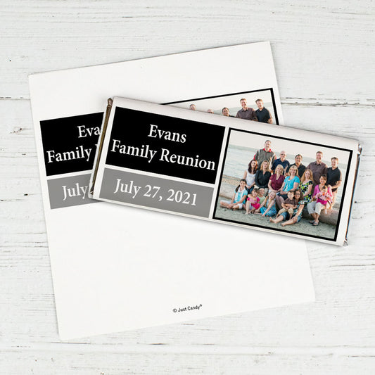 Family Reunion Personalized Chocolate Bar Wrappers Photo and Date