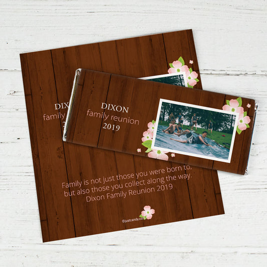 Family Reunion Personalized Chocolate Bar Wrappers Dogwood